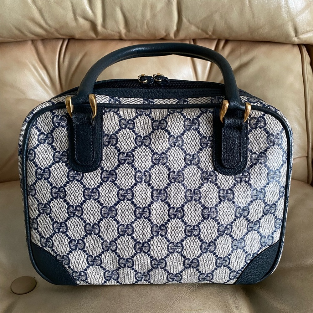 COA Gucci Vintage Mini Satchel GG Monogram Authentic Top Handle - Picture 5 of 15